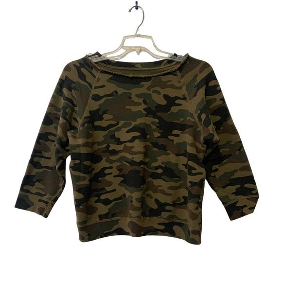 Nili Lotan Bateau Neckline Pullover Camouflage Sweatshirt Medium - Picture 2 of 7